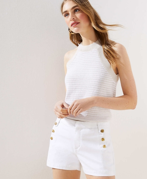 NWT LOFT Denim Sailor Shorts In White - Picture 6 of 7